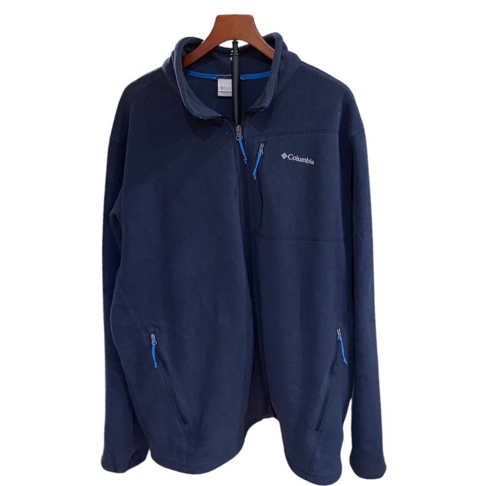Columbia Mens Gopcore Hiking Full Zip Outdoors‎ Fleece Jacket Navy Blue XXL